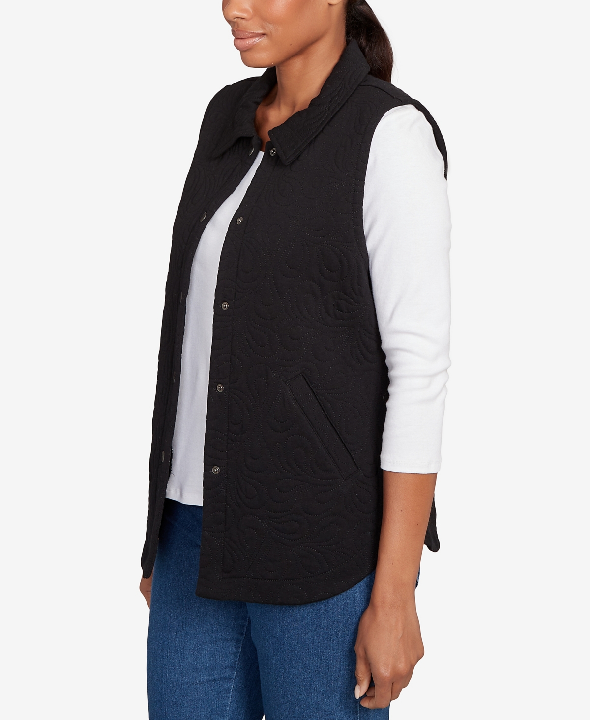 Ruby Rd. Petite Quilted Terry Inner Beauty Vest Jacket In Multi