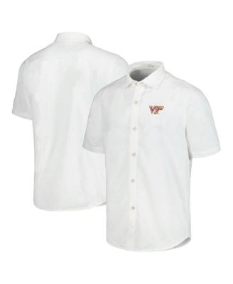 Tommy Bahama - Men's White Virginia Tech Hokies Coconut Point Palm Vista IslandZone Camp Button-Up Shirt