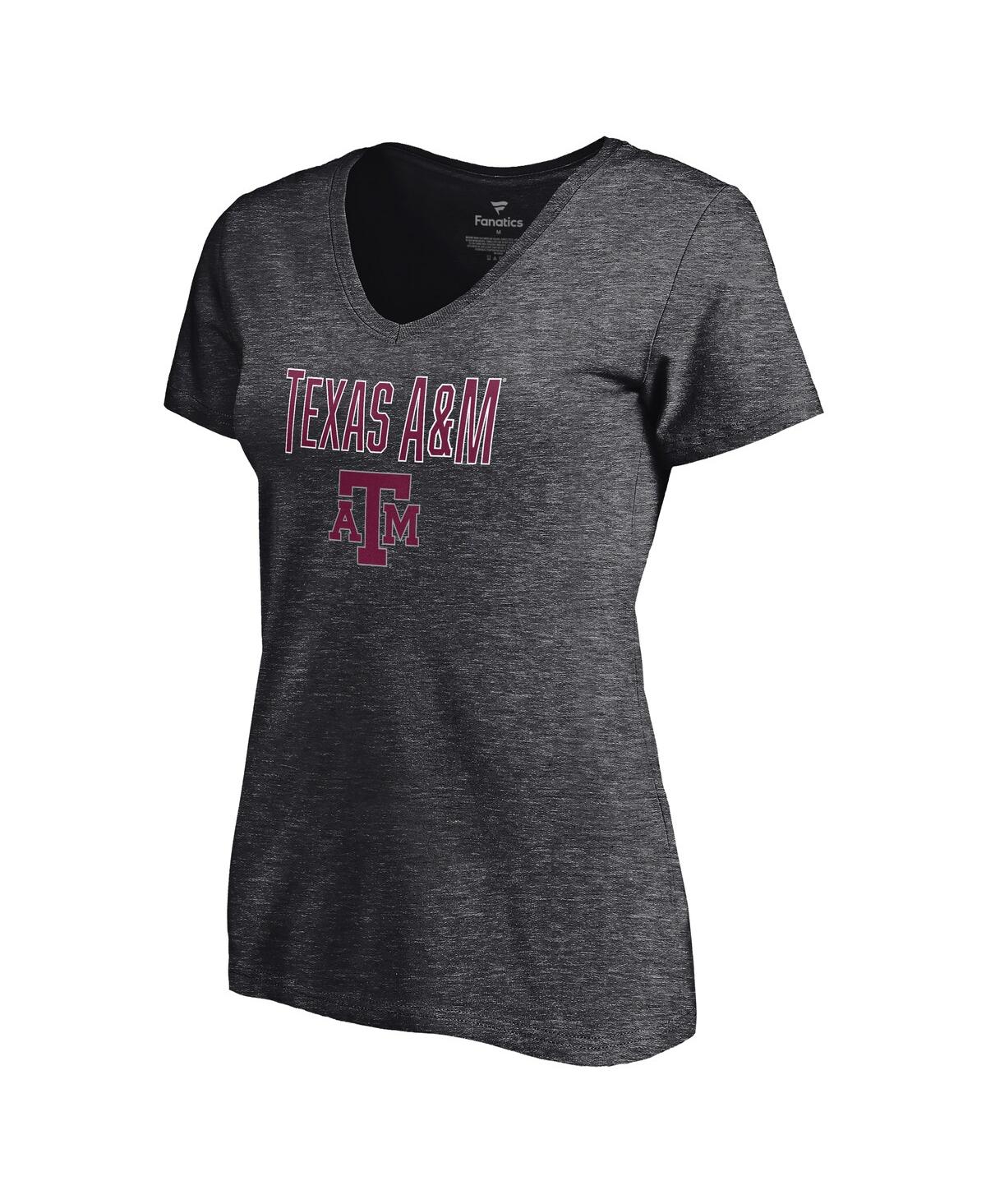Fanatics Women's Heather Charcoal Texas A&m Aggies Team Lockup V-neck T-shirt In Neutral