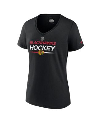 Women's Black Chicago Blackhawks Authentic Pro V-Neck T-Shirt