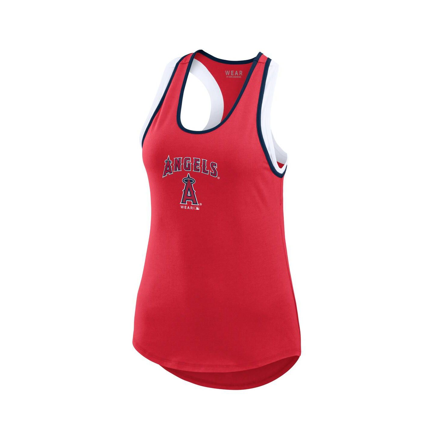 Женский топ WEAR by Erin Andrews Red Los Angeles Angels Color Block Racerback — фото 2