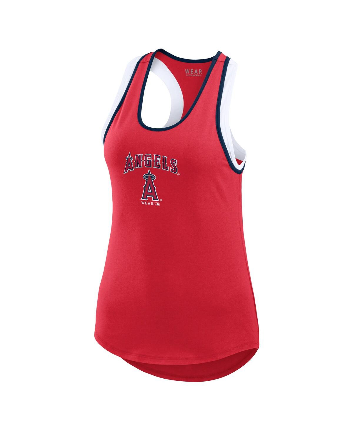 Wear By Erin Andrews Women's Red Los Angeles Angels Color Block Racerback Tank Top In Red