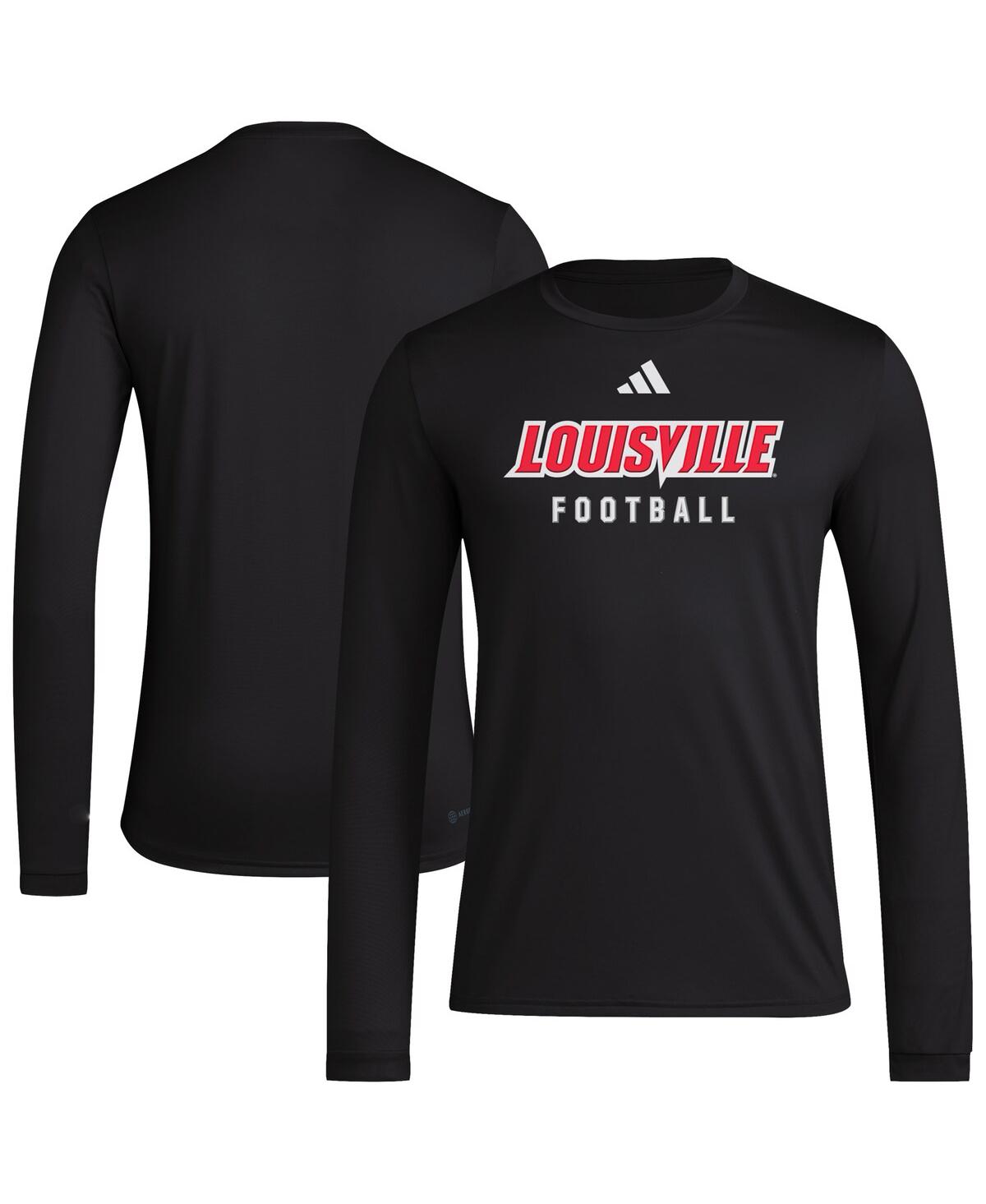Adidas Originals Men's Black Louisville Cardinals Locker Practice Football Pre-game Long Sleeve T-shirt