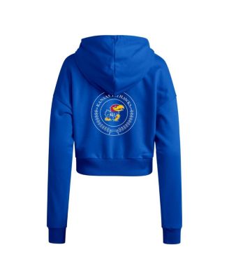 Women's Royal Kansas Jayhawks Campus Queen Cropped Pullover Hoodie