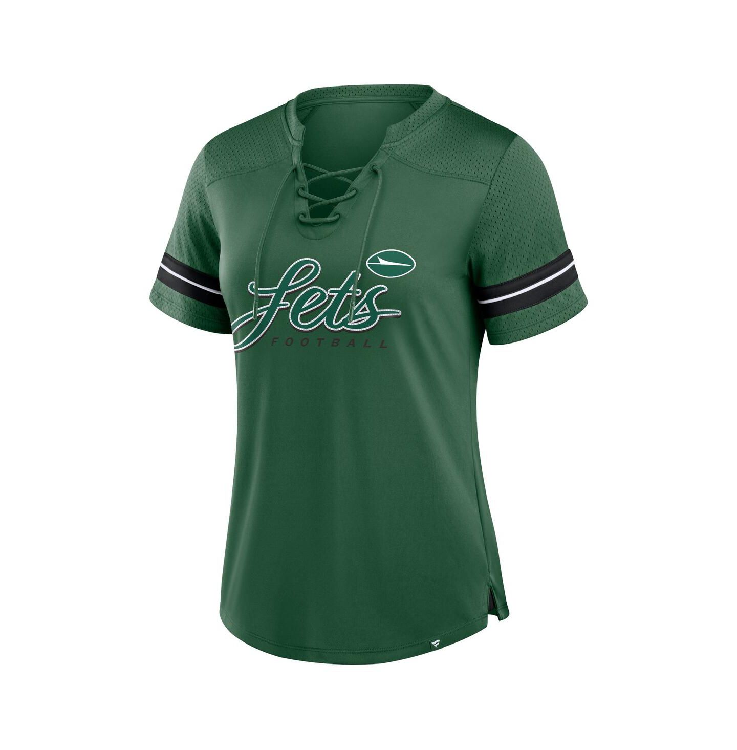 Женская футболка Fanatics Green New York Jets Play Script Lace-Up — фото 2