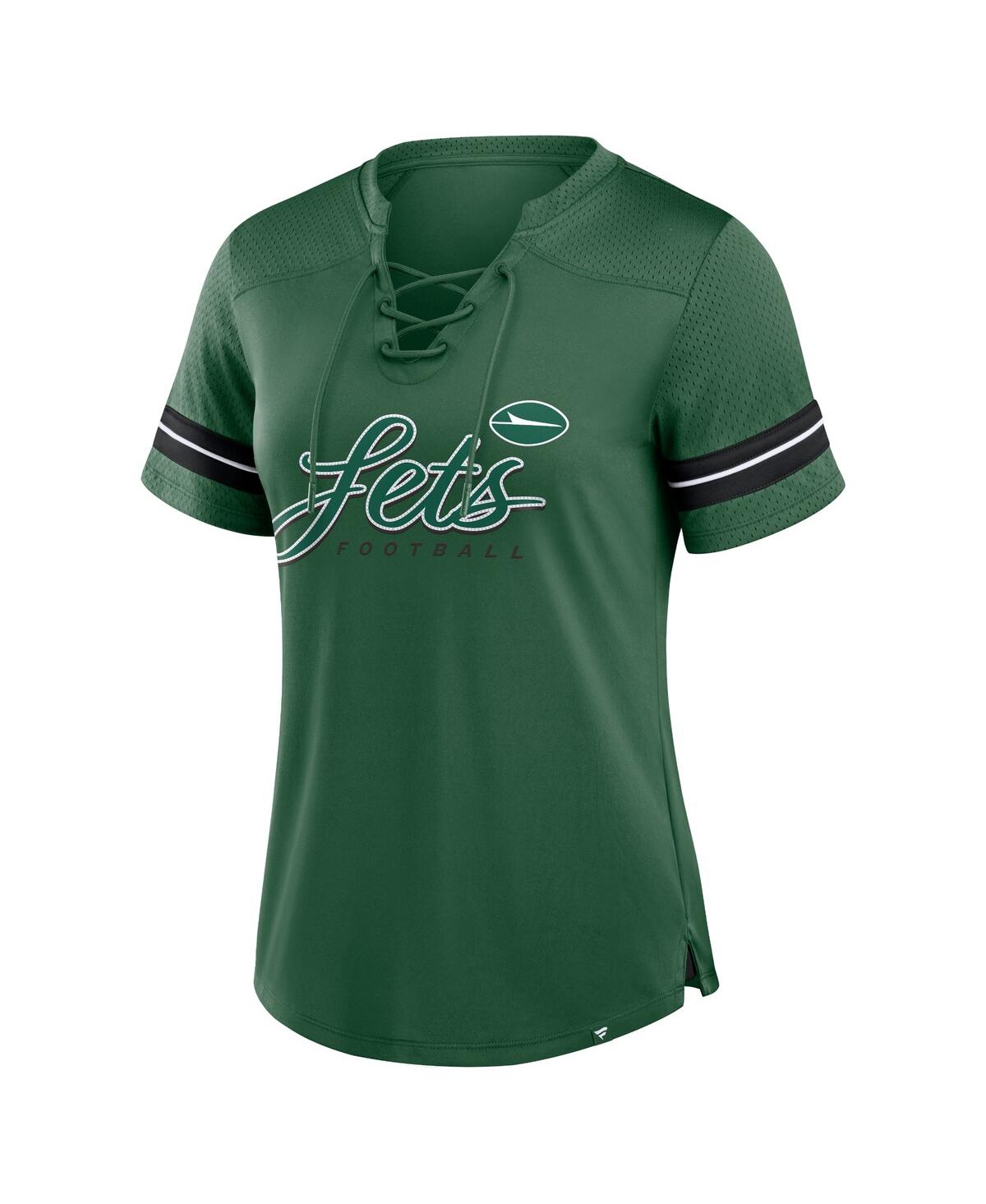 Fanatics Women's Green New York Jets Play Script Lace-up T-shirt In Green
