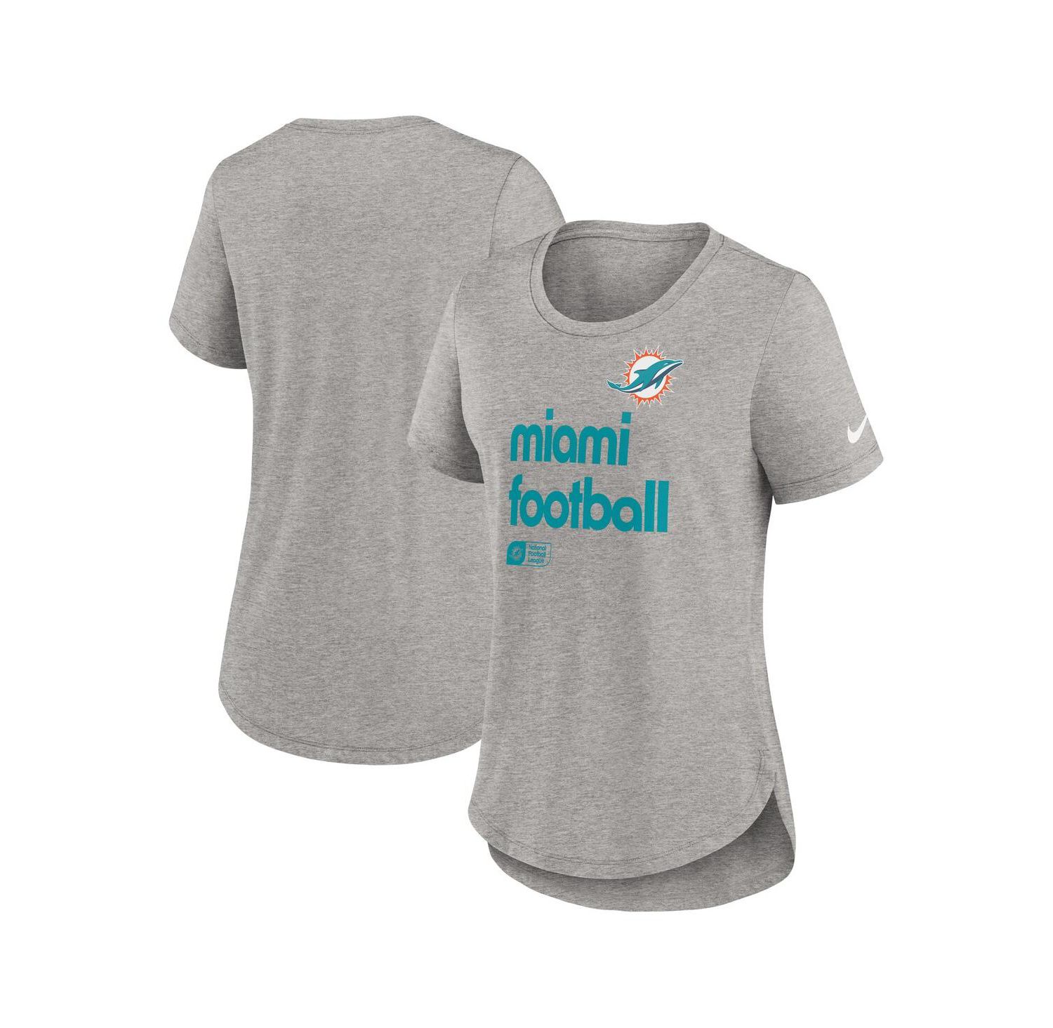Women's Heather Gray Miami Dolphins Team Shout-Out Tri-Blend T-Shirt