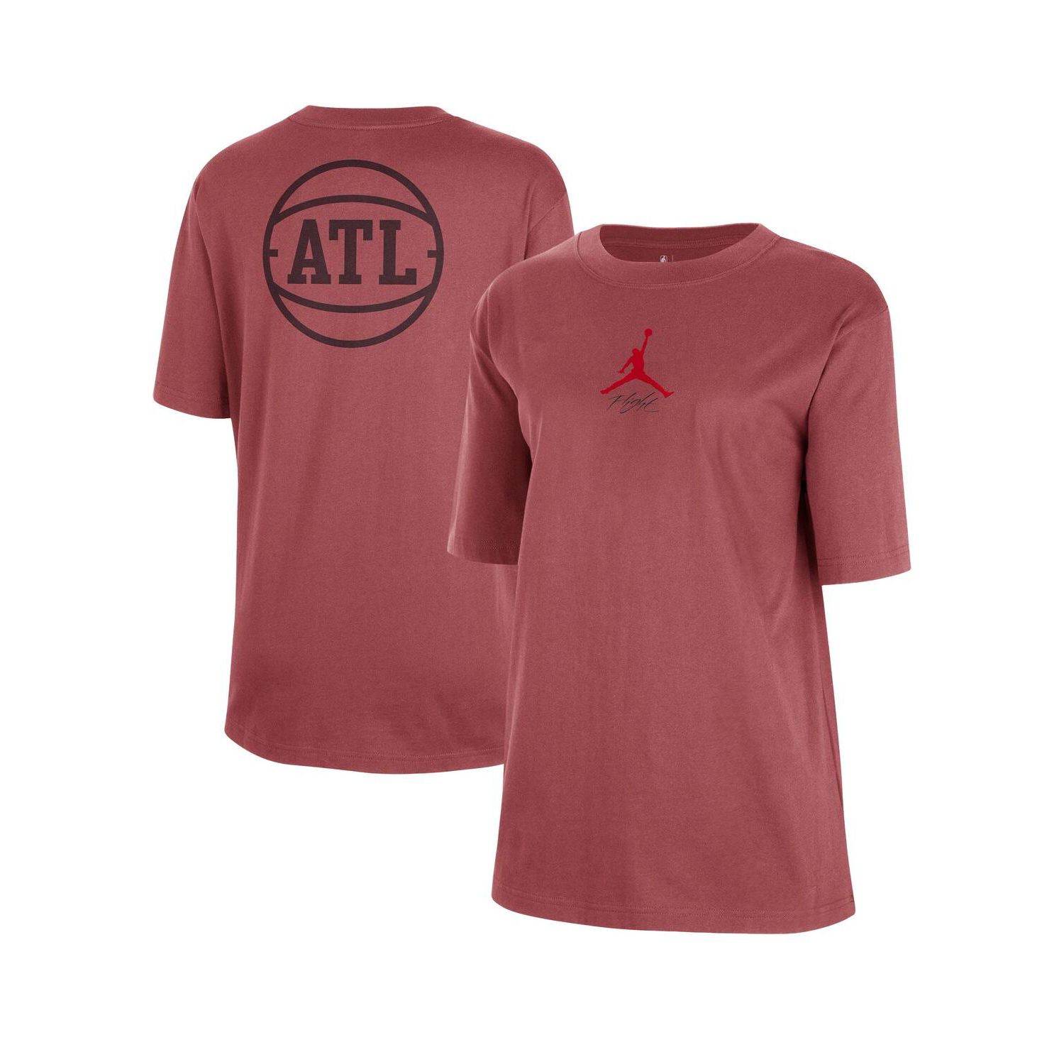Women's Red Atlanta Hawks Courtside Statement Edition Boyfriend T-Shirt