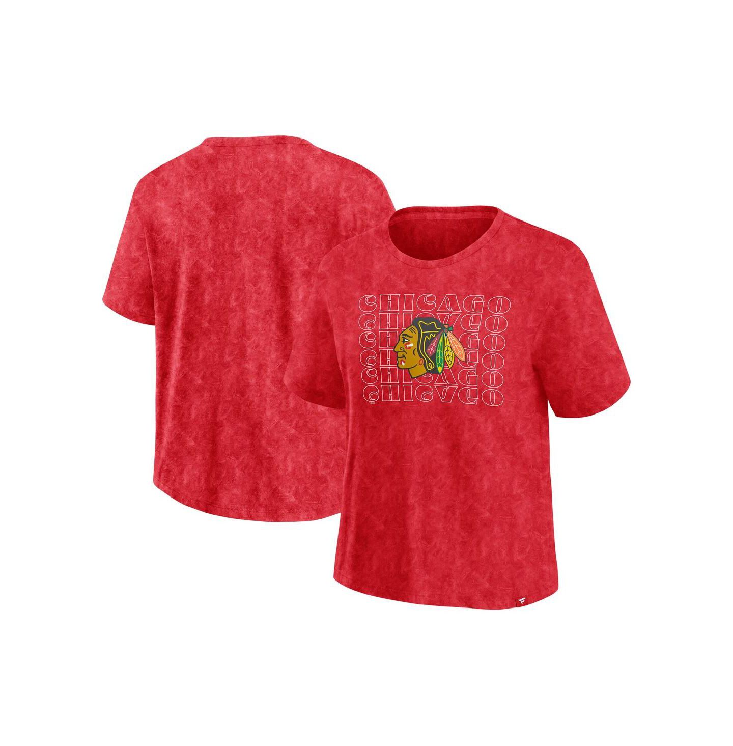 Женская футболка Fanatics Red Chicago Blackhawks Faded Wash — фото 1