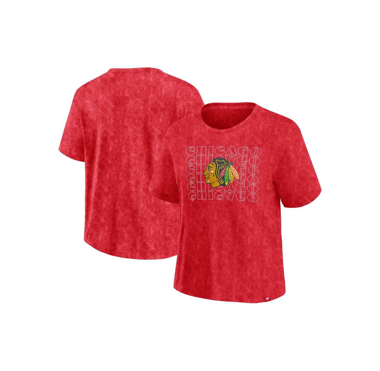 Women's Red Chicago Blackhawks Faded Wash T-Shirt