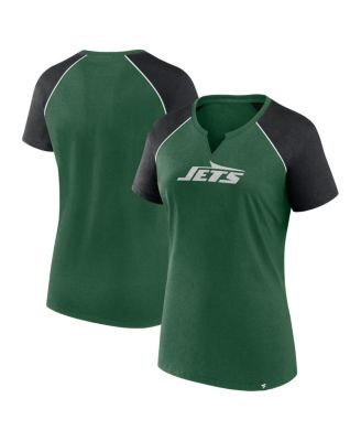 Fanatics - Women's Green/Black New York Jets Glittered Primary Raglan T-Shirt