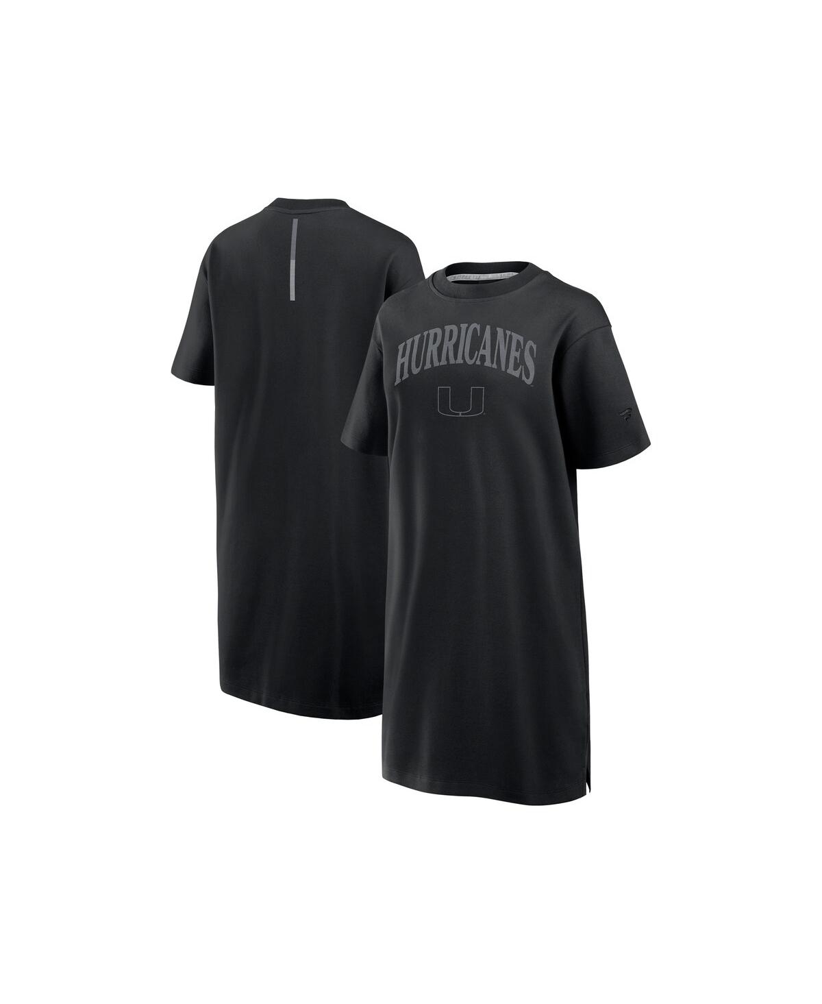 Fanatics Women's Black Miami Hurricanes Elements Go Tri-blend T-shirt Dress In Black