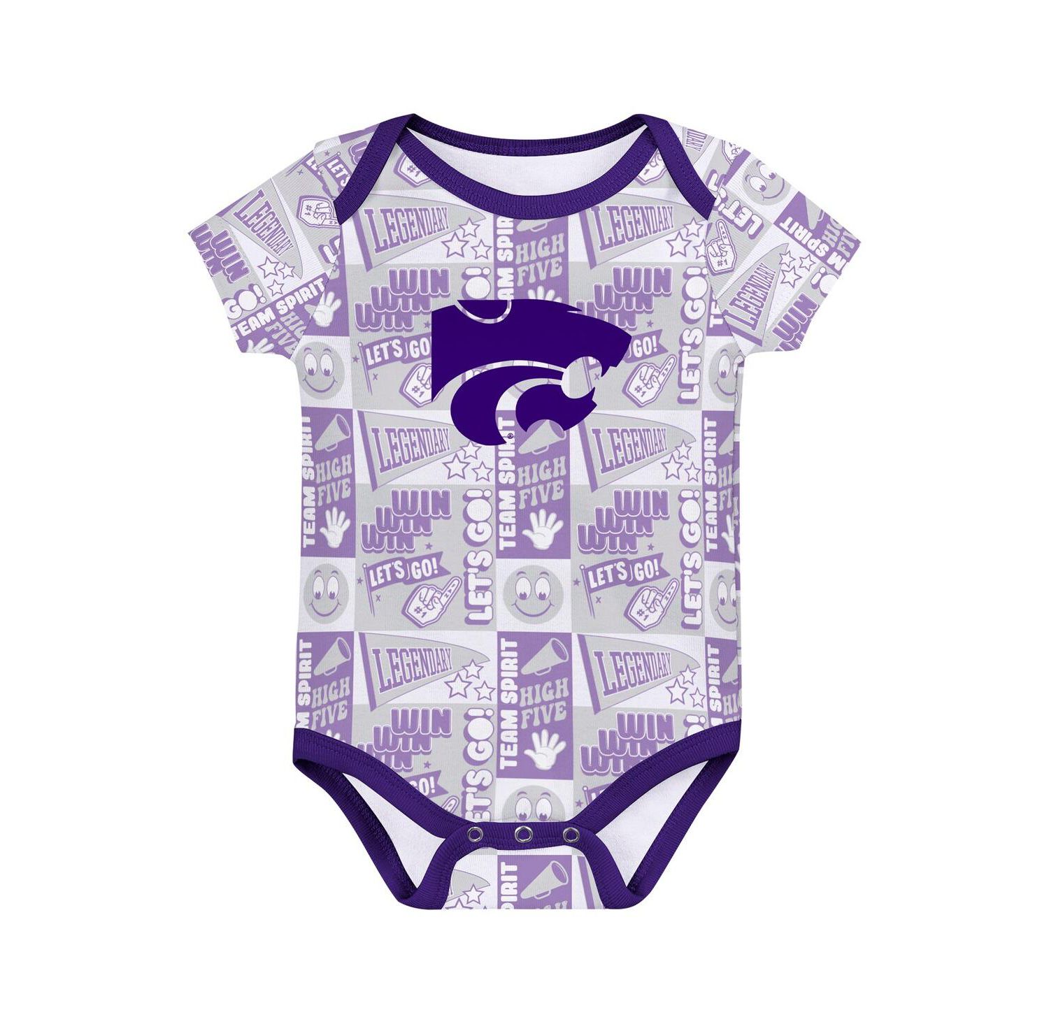 Newborn 3-Pack Purple Kansas State Wildcats Sunday Comics Bodysuit Set
