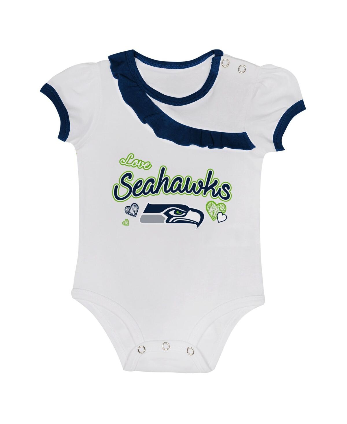 Outerstuff Baby Boys And Girls Seattle Seahawks Love My Team Bodysuit Skirt Set In White