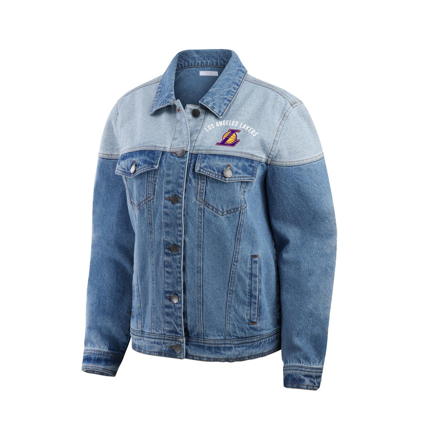 Женская куртка WEAR by Erin Andrews Blue Los Angeles Lakers Full-Button Denim Jacket — фото 2