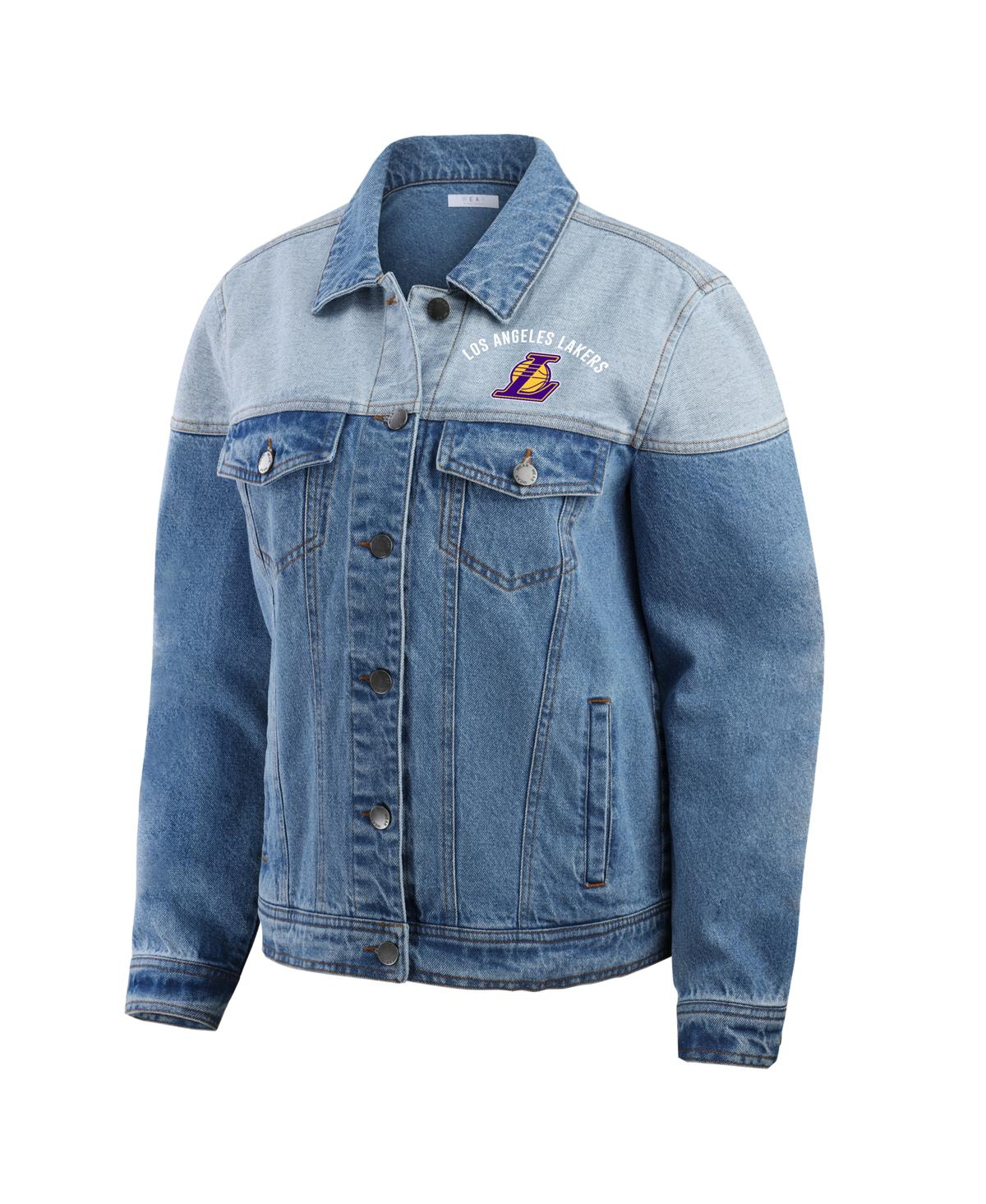 Wear By Erin Andrews Women's Blue Los Angeles Lakers Full-button Denim Jacket In Blue