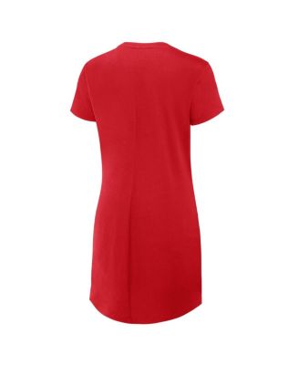 Women's Red Wisconsin Badgers Ruched Drape T-Shirt Dress