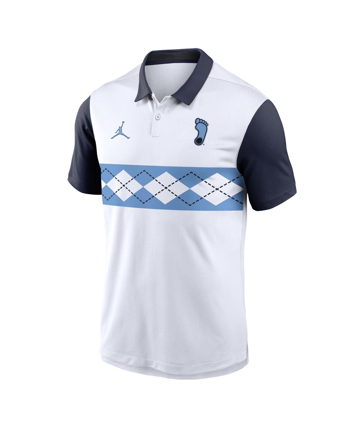 Jordan Men's White/navy North Carolina Tar Heels Athletic Prep Alt Logo Vapor Performance Polo Shirt In Multi