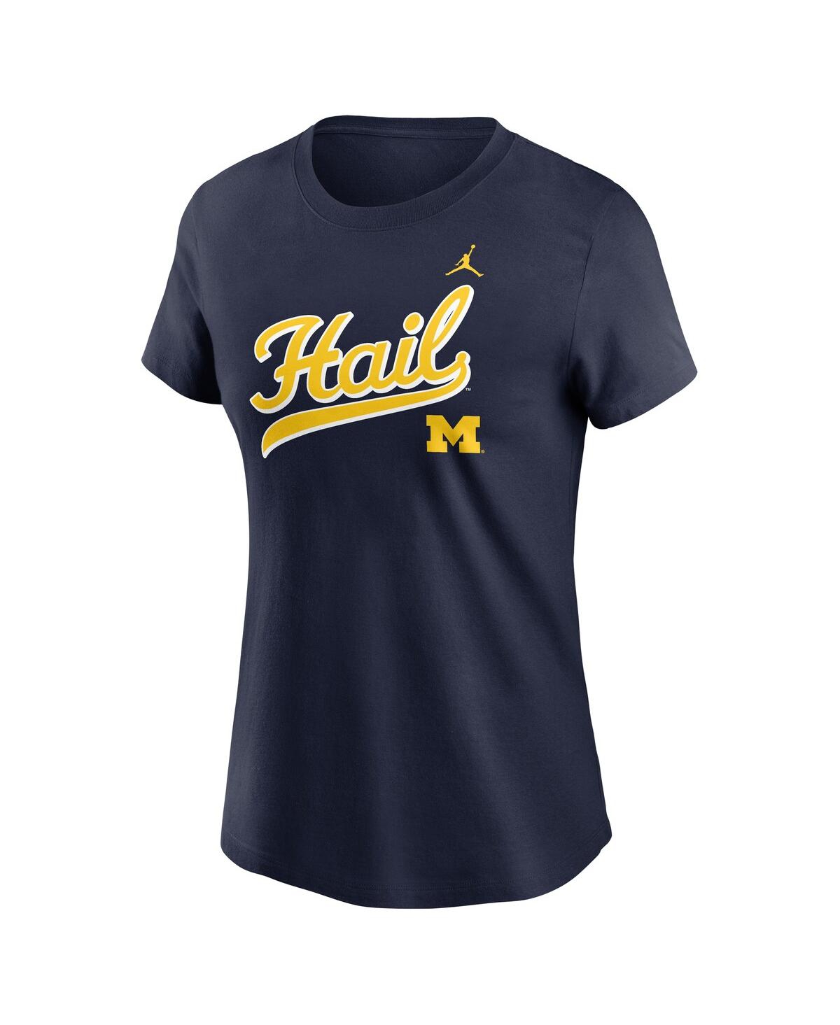 Jordan Women's Navy Michigan Wolverines Local Script T-shirt In Blue