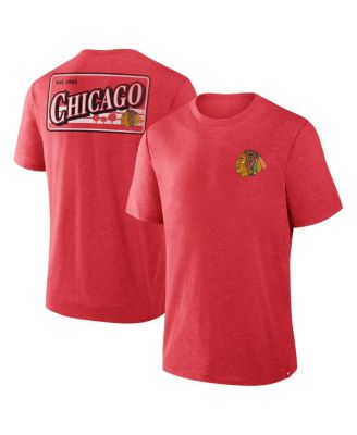 Fanatics - Men's Heather Red Chicago Blackhawks Fan Lanes Tri-Blend T-Shirt