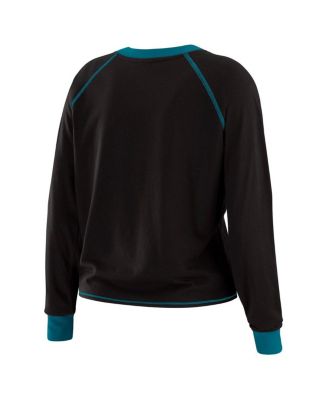 Women's Black/Teal Jacksonville Jaguars Tie-Front Long Sleeve Top