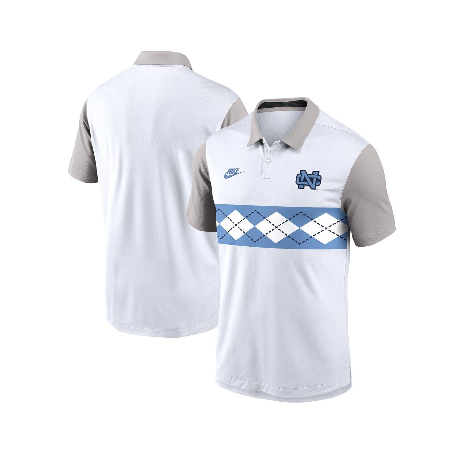Men's White/Gray North Carolina Tar Heels Athletic Prep Legacy Logo Vapor Performance Polo Shirt