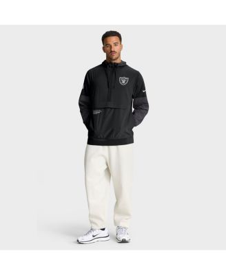 Men's Black Las Vegas Raiders Sideline Anorak Half-Zip Hoodie Jacket