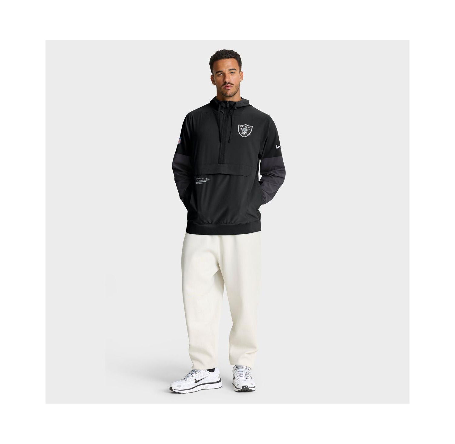 Men's Black Las Vegas Raiders Sideline Anorak Half-Zip Hoodie Jacket