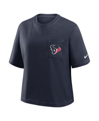 Women's Navy Houston Texans Rewind Pocket Boxy T-Shirt