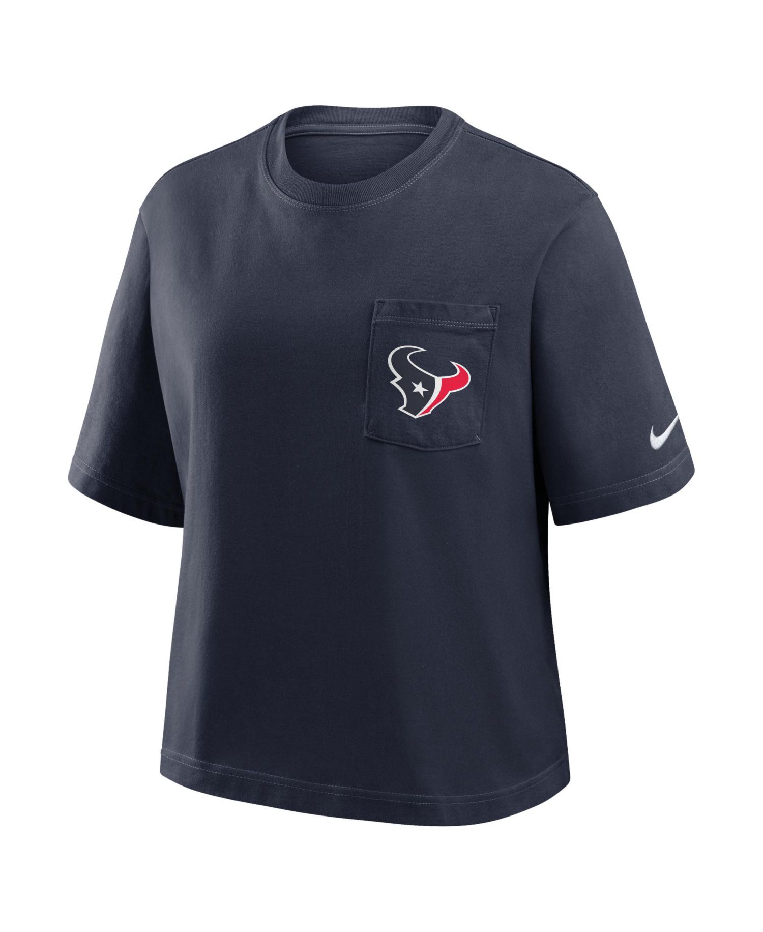 Women's Navy Houston Texans Rewind Pocket Boxy T-Shirt