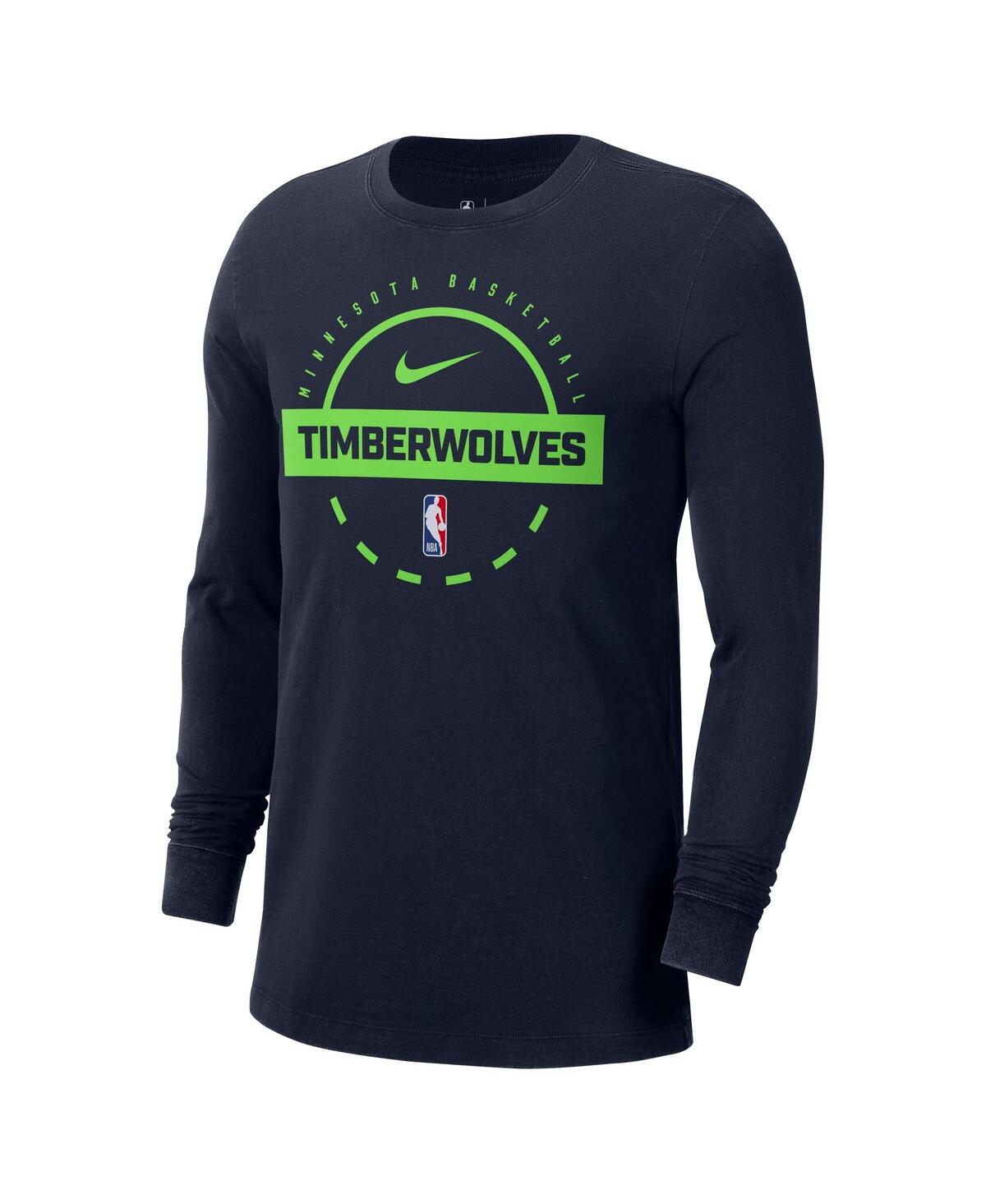 Nike Men's Navy Minnesota Timberwolves Authentic Long Sleeve Practice T-shirt In Blue