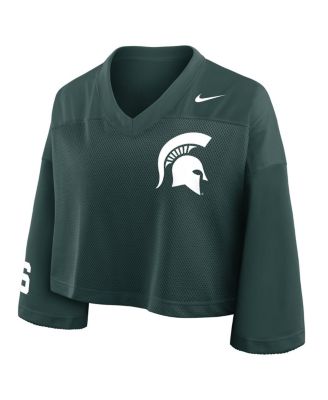 Women's Green Michigan State Spartans Cropped Mesh Fashion Jersey