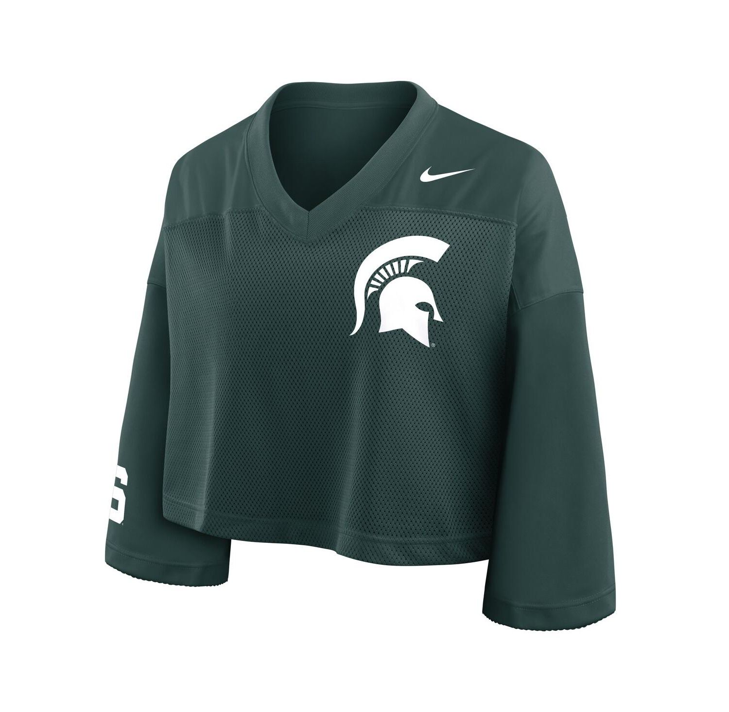 Women's Green Michigan State Spartans Cropped Mesh Fashion Jersey