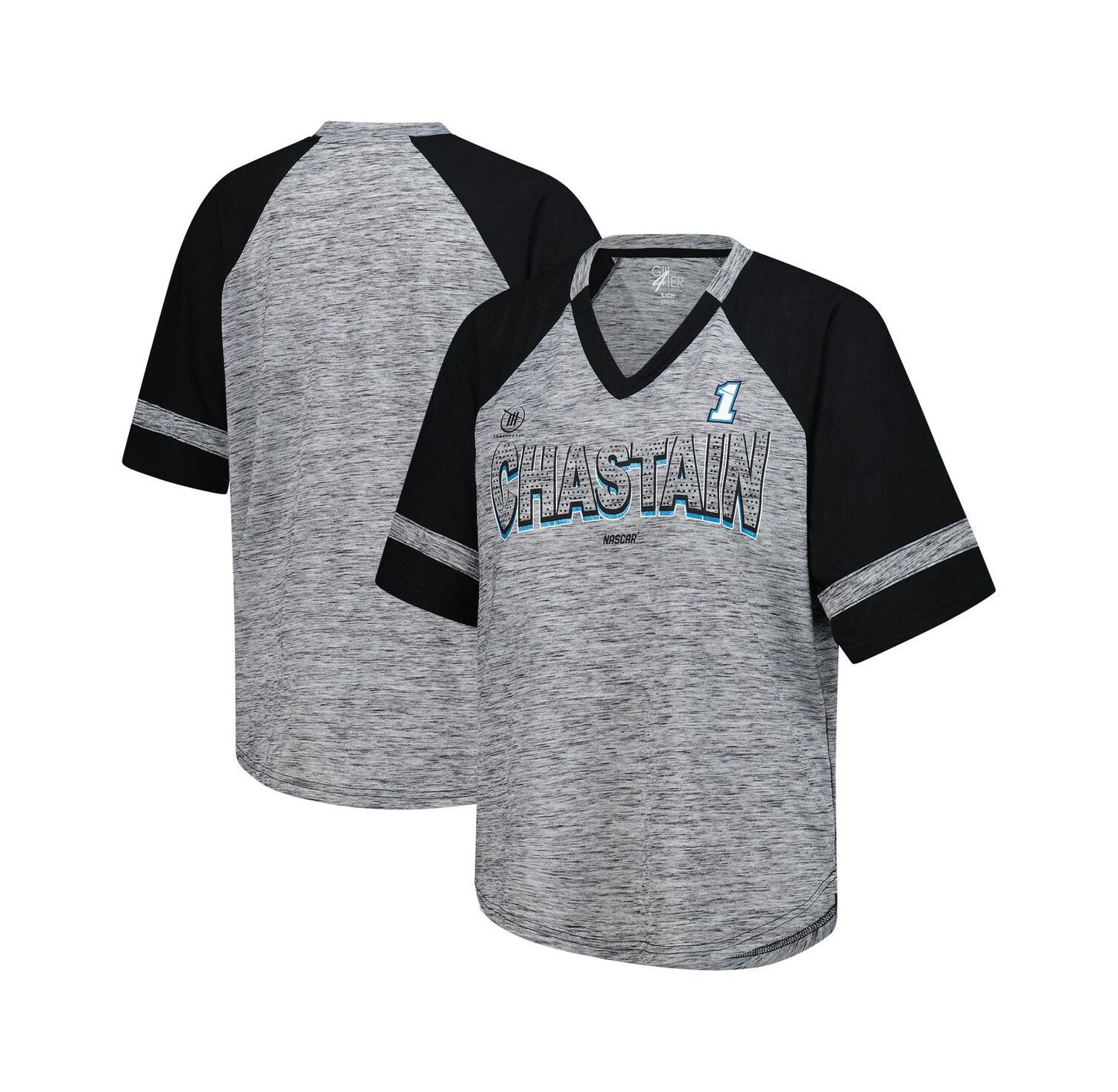 Women's Heather Gray Ross Chastain Hall of Fame Oversized Raglan V-Neck T-Shirt
