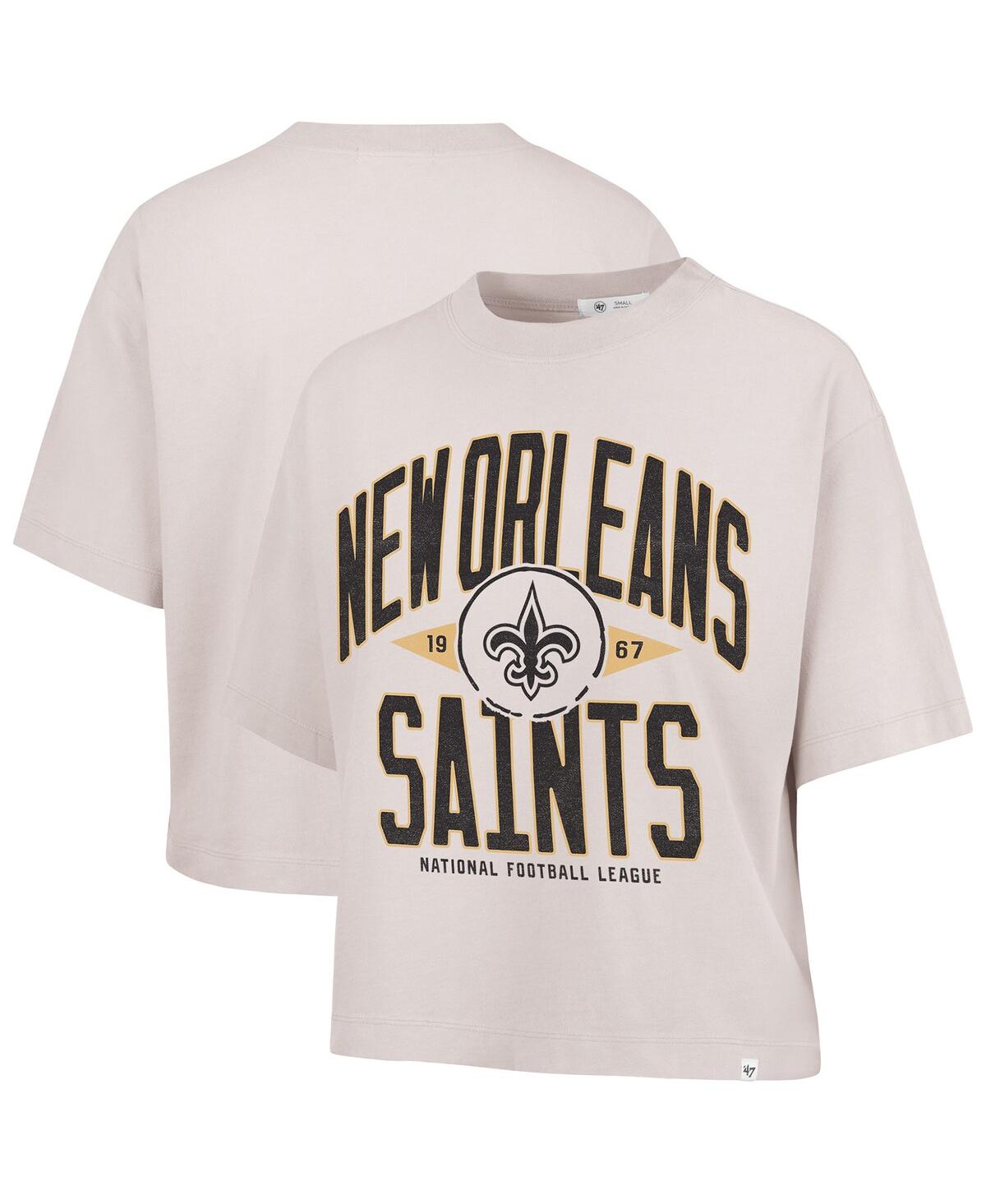 47 Brand '47 Natural New Orleans Saints Cropped Windthrow Ravine T-shirt In White