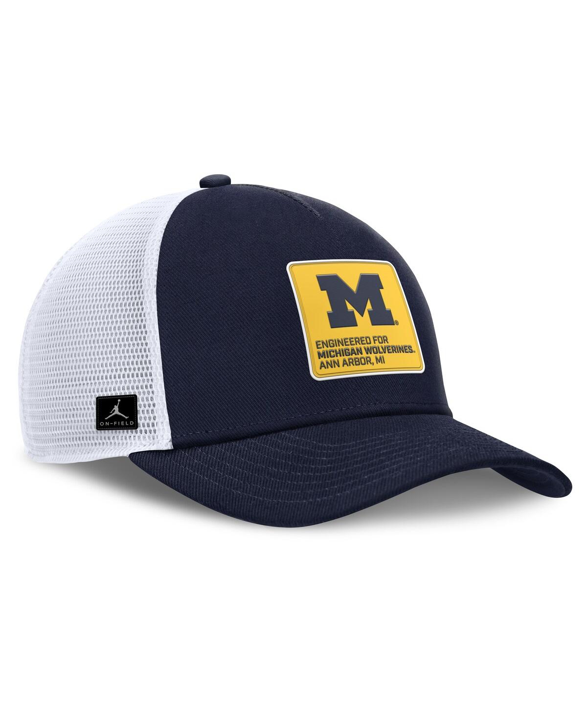 Jordan Men's Michigan On-field Rise Engineered  Brand College Trucker Adjustable Hat In Blue