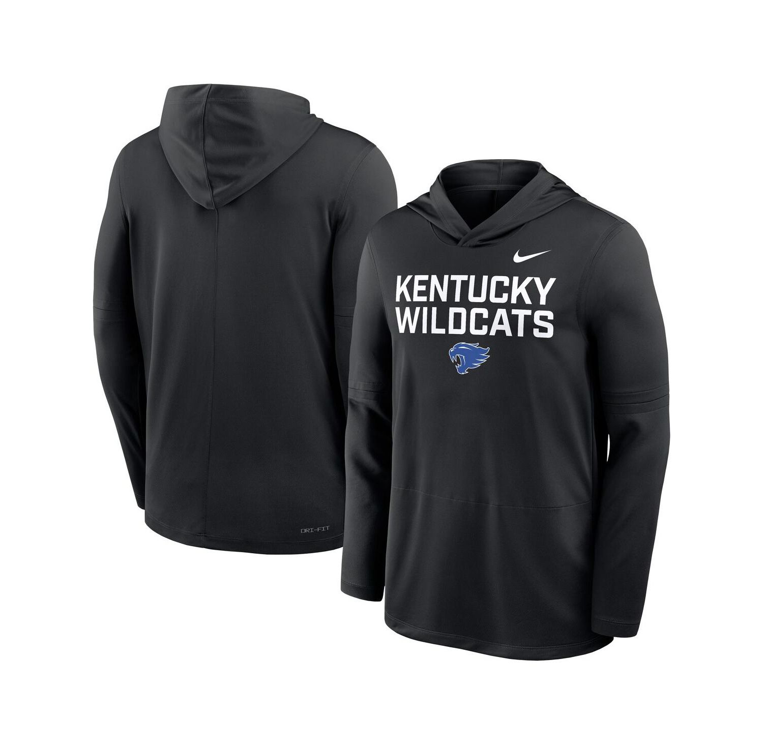 Men's Black Kentucky Wildcats 2025 Sideline Performance Long Sleeve Hoodie T-Shirt