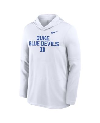 Men's White Duke Blue Devils 2025 Sideline Performance Long Sleeve Hoodie T-Shirt