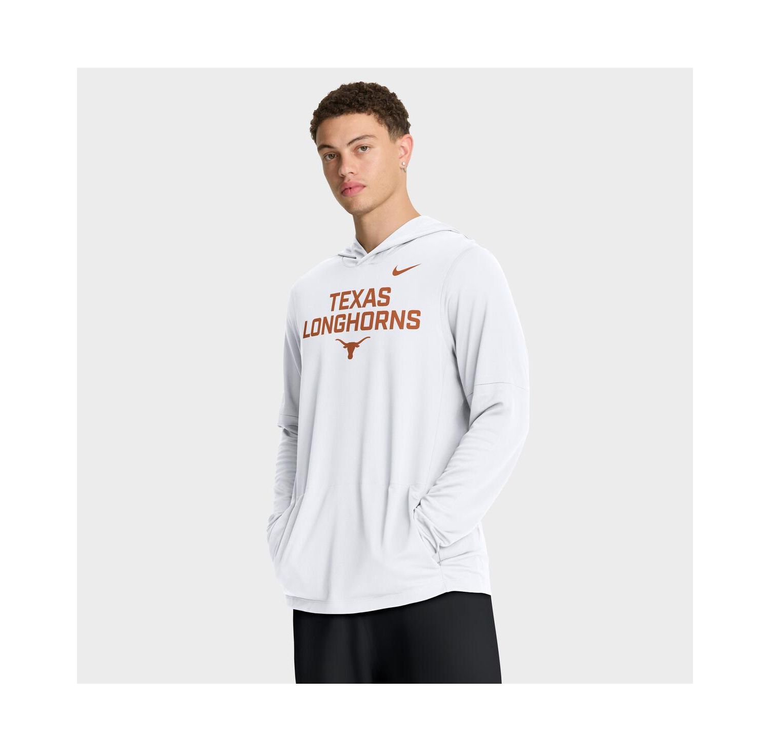 Men's White Texas Longhorns 2025 Sideline Performance Long Sleeve Hoodie T-Shirt