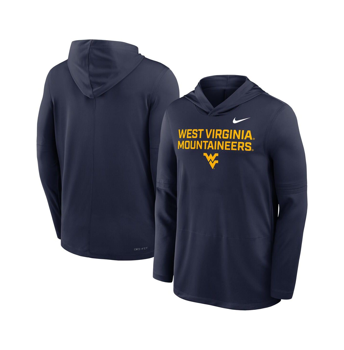 Мужское худи Nike Navy West Virginia Mountaineers 2025 Sideline Performance Long Sleeve T-Shirt — фото 2