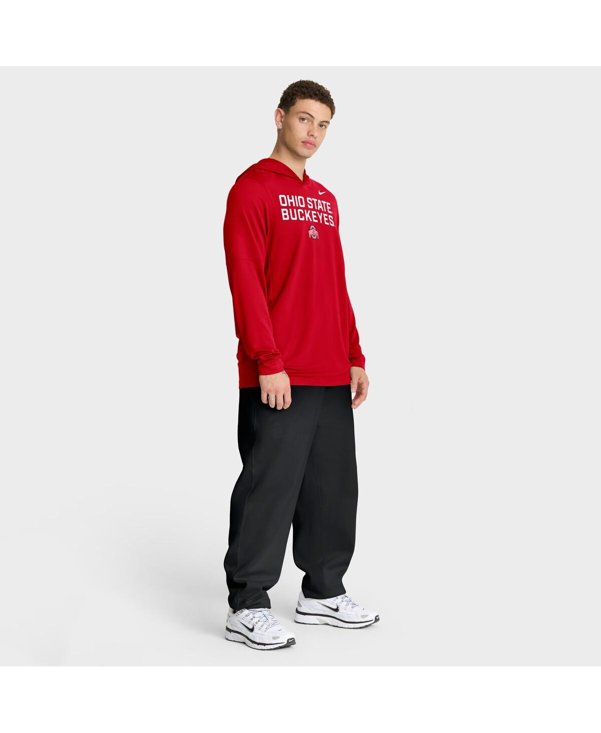 Nike Scarlet Ohio State Buckeyes 2025 Sideline Performance Long Sleeve Hoodie T-shirt In Red