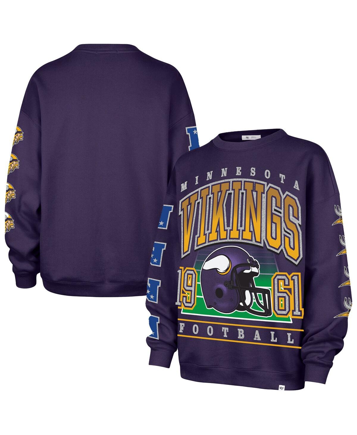 47 Brand '47  Purple Minnesota Vikings Go Big Oversized Pullover Sweatshirt In Purple