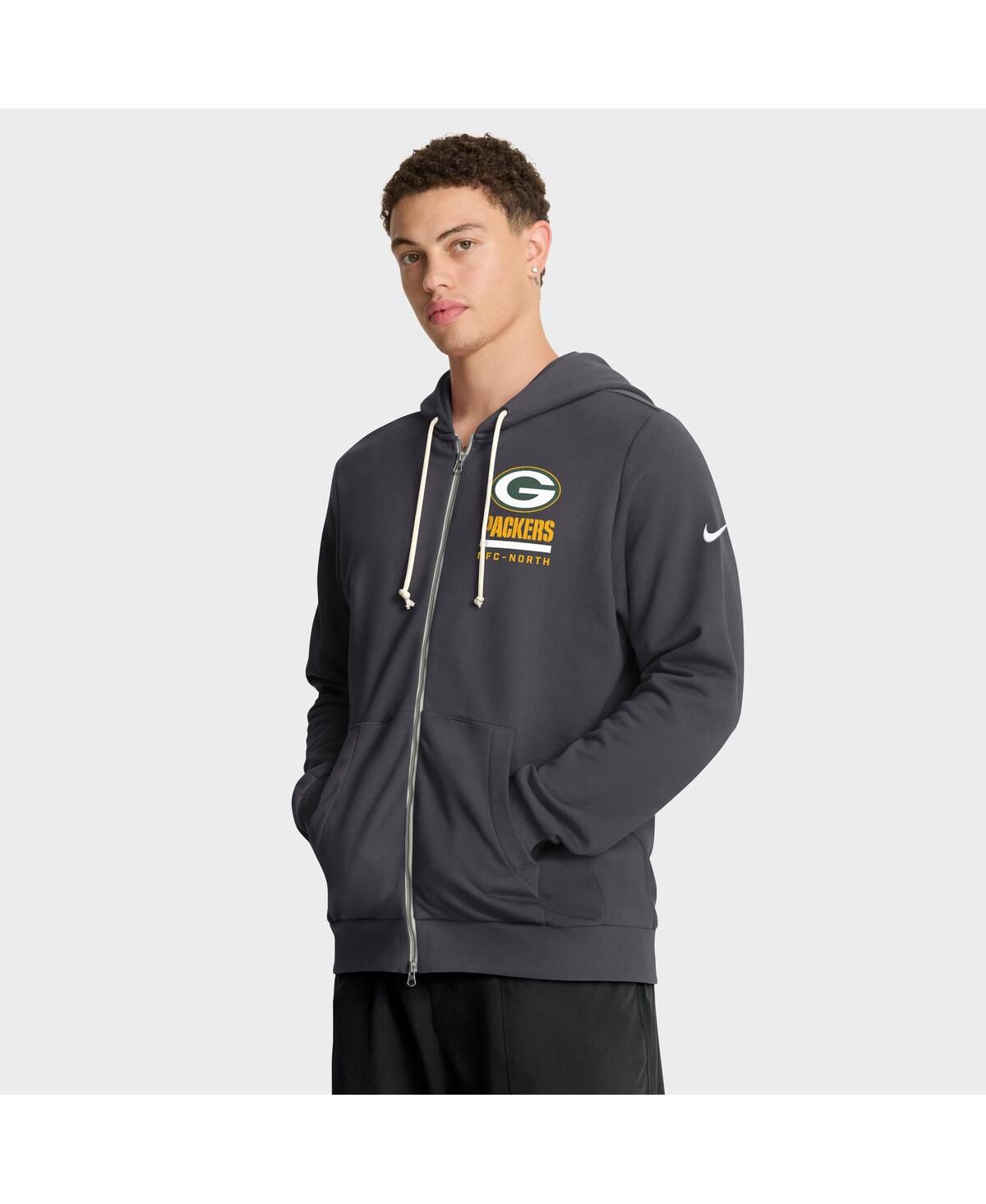 Мужская толстовка с капюшоном Dri-FIT на молнии Anthracite Green Bay Packers Sideline Standard Issue Utility Player