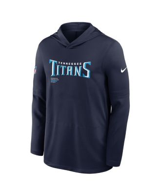 Men's Navy Tennessee Titans Sideline Pure Fury Performance Long Sleeve Hoodie T-Shirt
