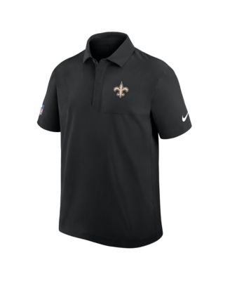 Men's Black New Orleans Saints Sideline City Pride Woven Performance Polo Shirt