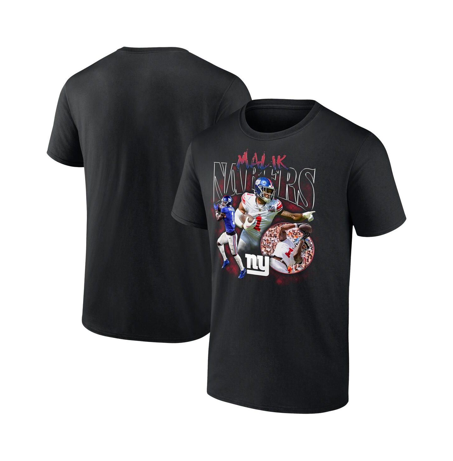 Мужская футболка Fanatics Malik Nabers Black New York Giants Notorious Player Graphic — фото 1