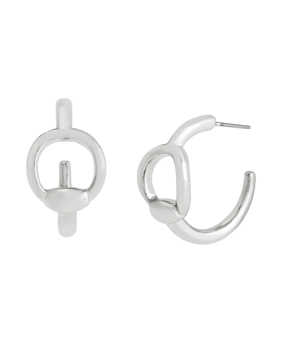 Steve Madden Rhodium Collegiate C Link Hoop Earrings In Silver