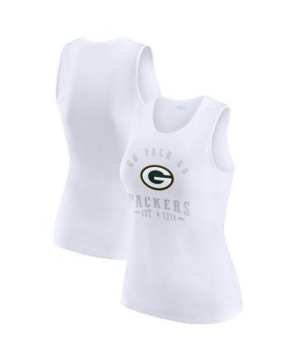 WEAR by Erin Andrews - Women's White Green Bay Packers Ribbed Graphic Tank Top