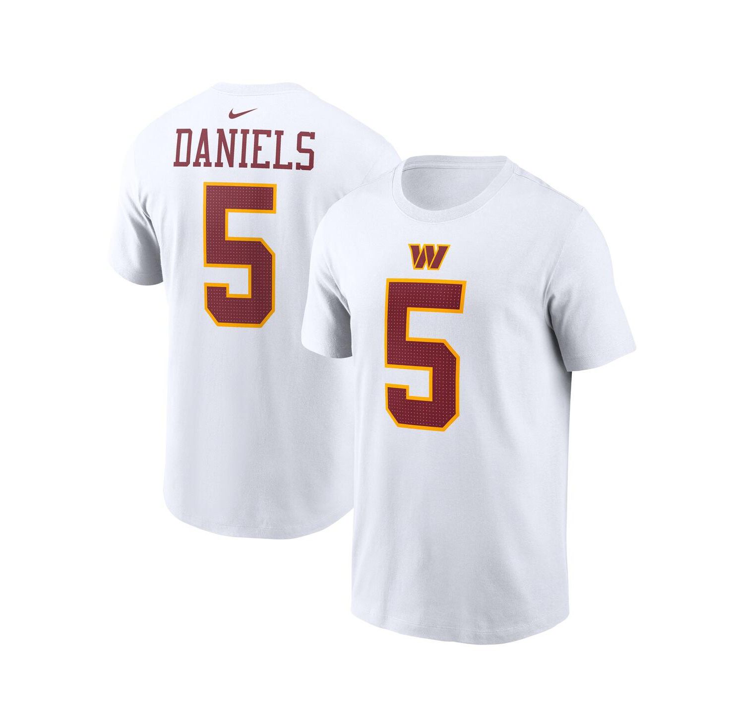 Men's Jayden Daniels White Washington Commanders Player Name & Number T-Shirt