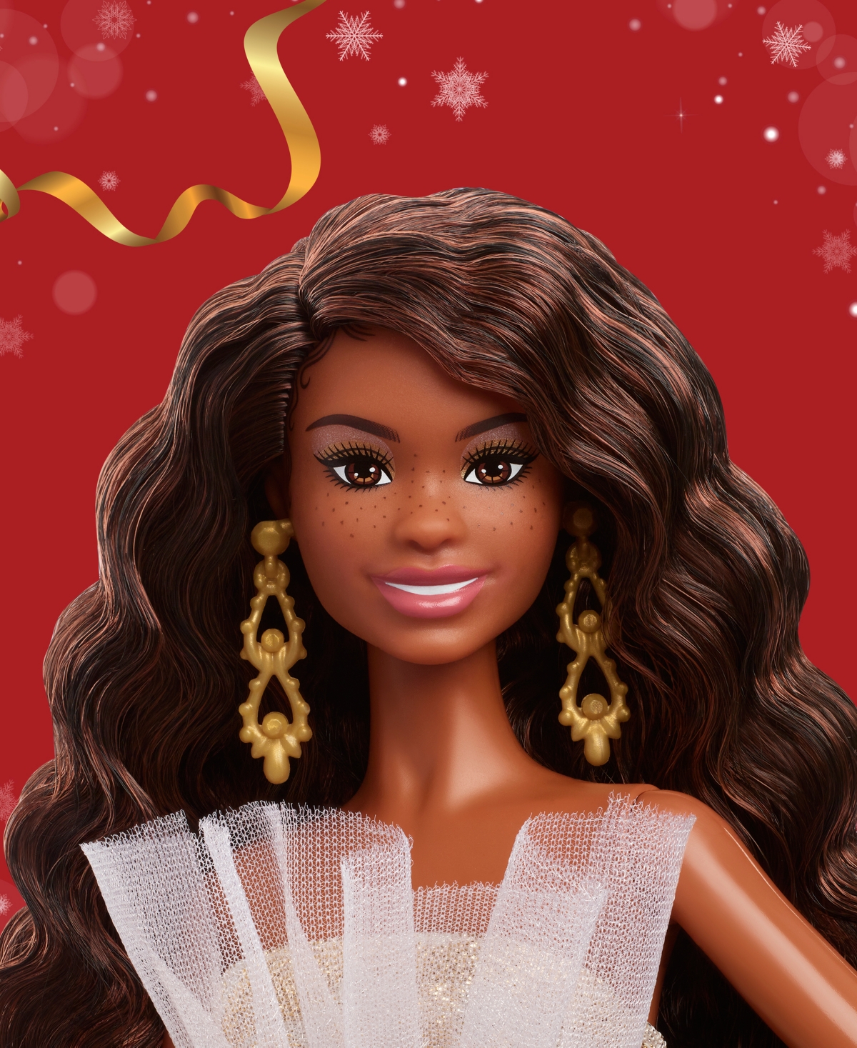 Barbie 2025 Holiday  Doll Black Hair In Gold